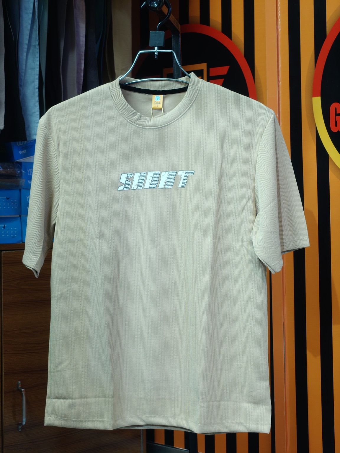 Nokshi SHIFT Ribbed Knit T-Shirt – Beige